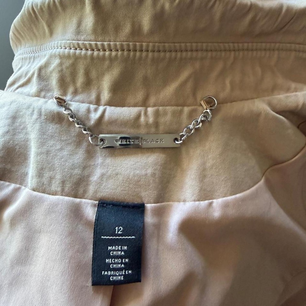 White House Black Market Tan Cropped Workwear Jacket Button Up Zip Women 12 - Picture 4 of 5
